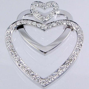 Diamond Pave Heart Pendant .53TDW 14KT White Gold